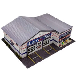 BK 6458 1:64 Scale "Lou's Auto Shop" Photo Real Scale Building Kit -Hobby Boss shop left front up angle 37621.1680289900