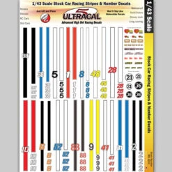 MG 3241 Ultracal Stock Car Racing Stripes & Number Decals 1:43 Scale