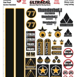 MG 3632-1 Ultracal Racing Yellow Themed Logos, Numbers, Stripes & Roundel RC Decals For 1:10 And 1:18 Scale