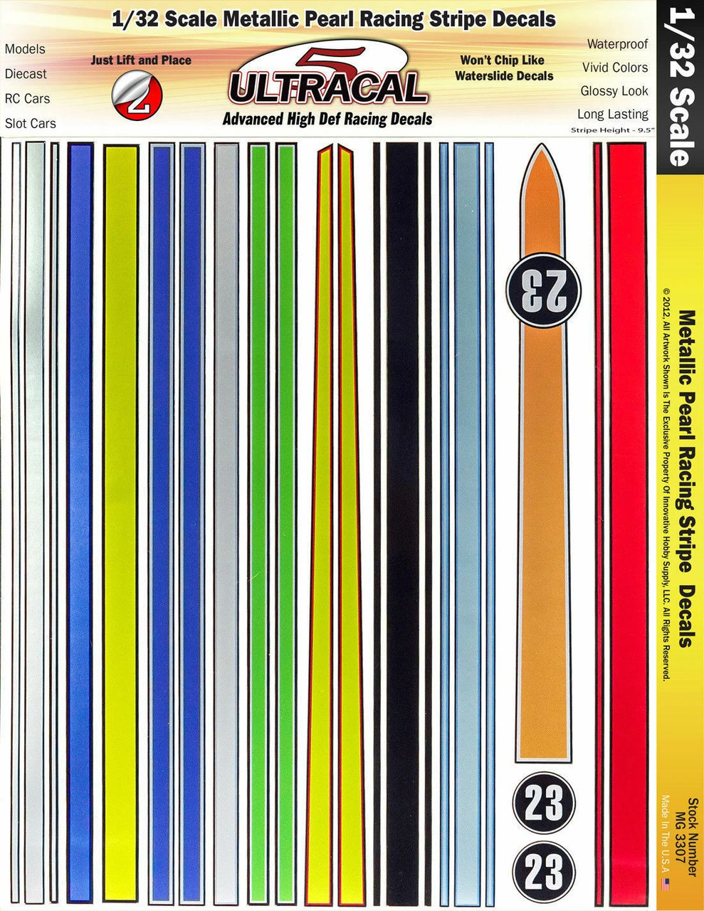 MG 3307 Ultracal Racing Metallic Pearl Racing Stripe Decals 1:32 Scale 3 MG 3307 Ultracal Racing Metallic Pearl Racing Stripe Decals 1:32 Scale