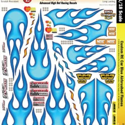 MG 3509 Ultracal Custom RC Car Blue Airbrush Flame Decals For 1:10 And 1:18 Scale