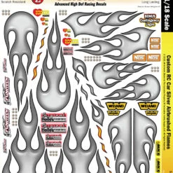 MG 3510 Ultracal Custom RC Car Silver Airbrush Flame Decals For 1:10 And 1:18 Scale