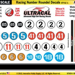 MG 6200-1 UltraCal High Def Racing Number Roundel Decals Style 1 1:43 Scale